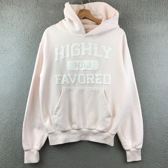 "Highly Favored" WBJ Hoodie Pink Pullover Sweatshirt Unisex small - Picture 1 of 8
